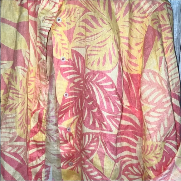 Talbots Linen Watercolor Botanical Button Down - Picture 3 of 6